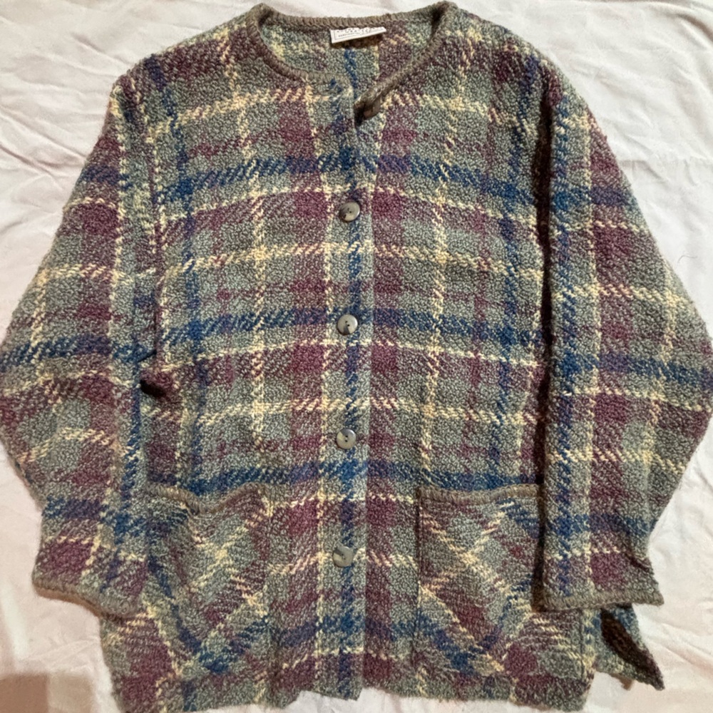 Plaid Wool Blend Jacket